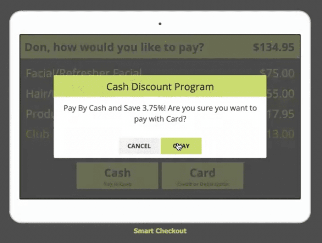 Cash discounting dual pricing option 