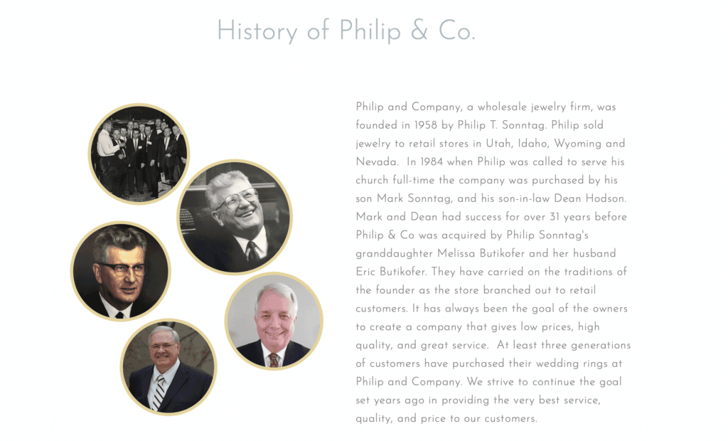 History of Philip & Co Jewelers Salt Lake City Utah 