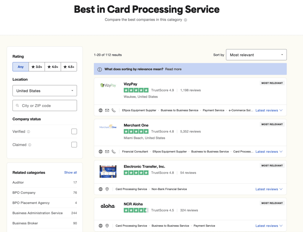 Best in Card Processing Service VizyPay Reviews Trustpilot 