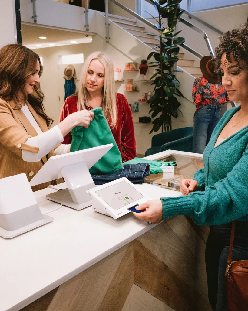 Shoppers at Clover Station Duo POS card transaction 