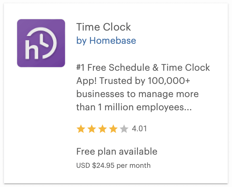 Time Clock by Homebase Clover App Market