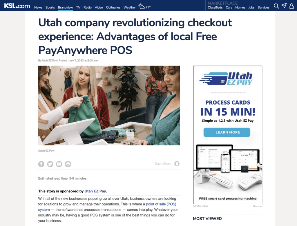 KSL Article July 7th 2023 Clover POS Systems Utah EZ Pay 