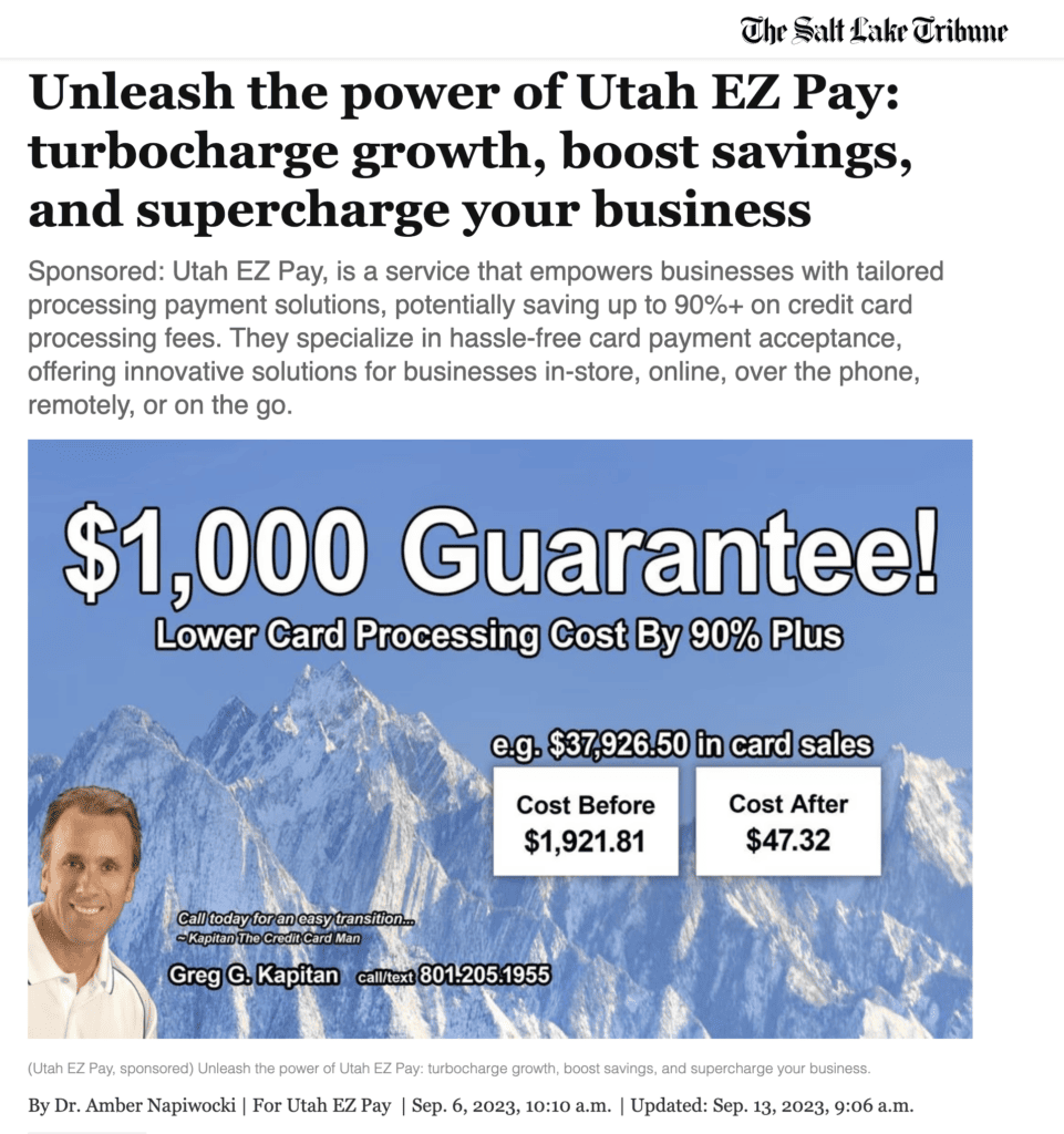 Utah EZ Pay Salt Lake Tribune Article