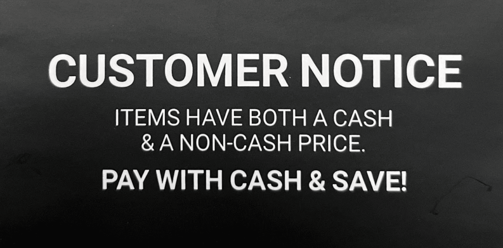 card and cash pricing