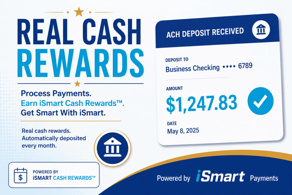iSmart Monthly Cash Deposits graphic showing real cash deposited into a business checking account every month for Salt Lake and Utah businesses