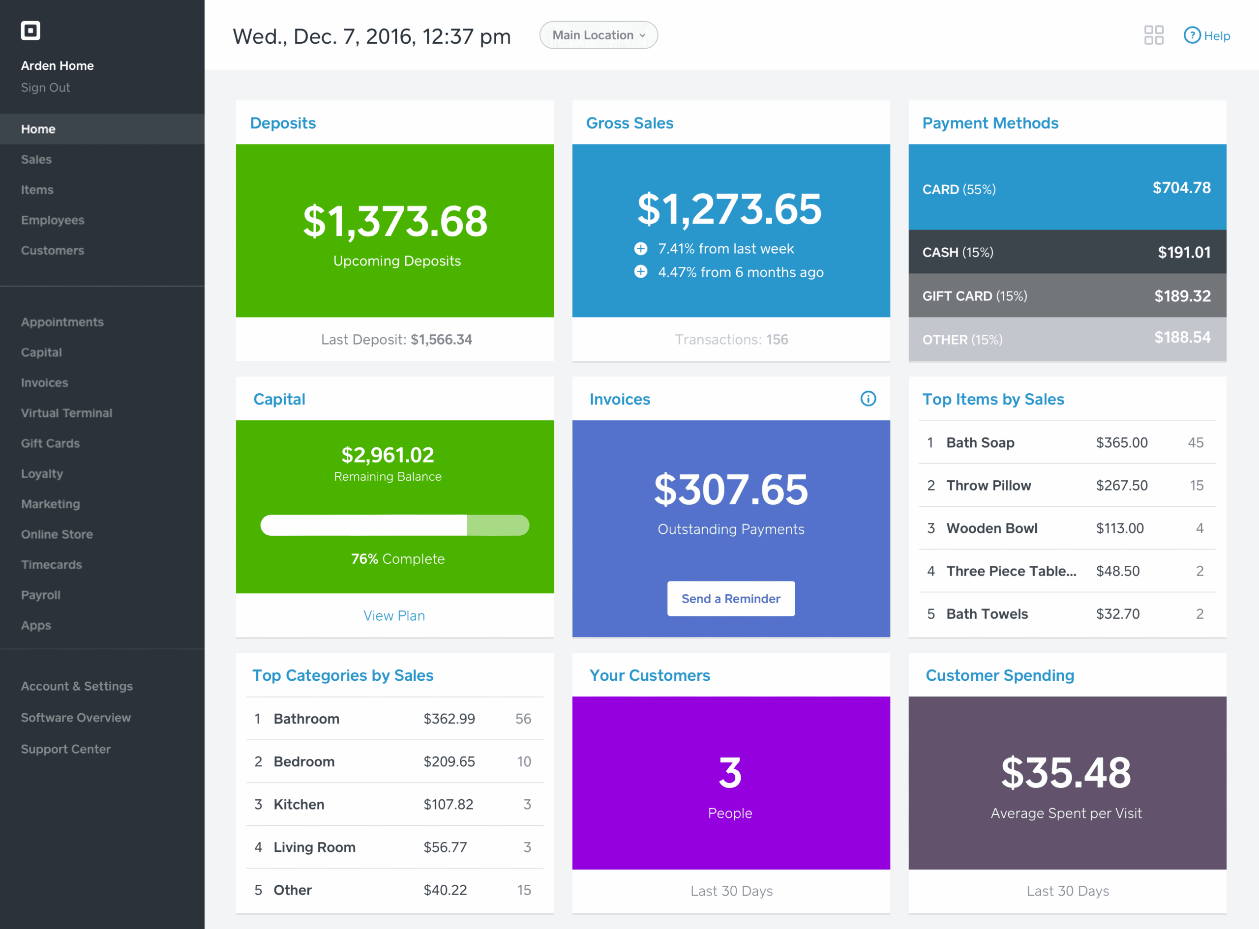 Image of a Square Dashboard