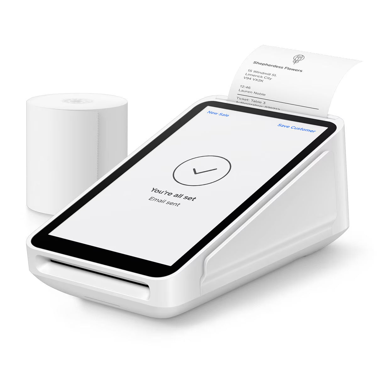 Image of a square pos terminal with receipt printer